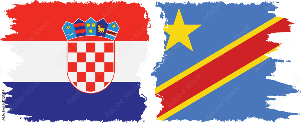 Congo - Kinshasa and Croatia grunge flags connection vector Congo - Kinshasa and Croatia grunge flags connection vector