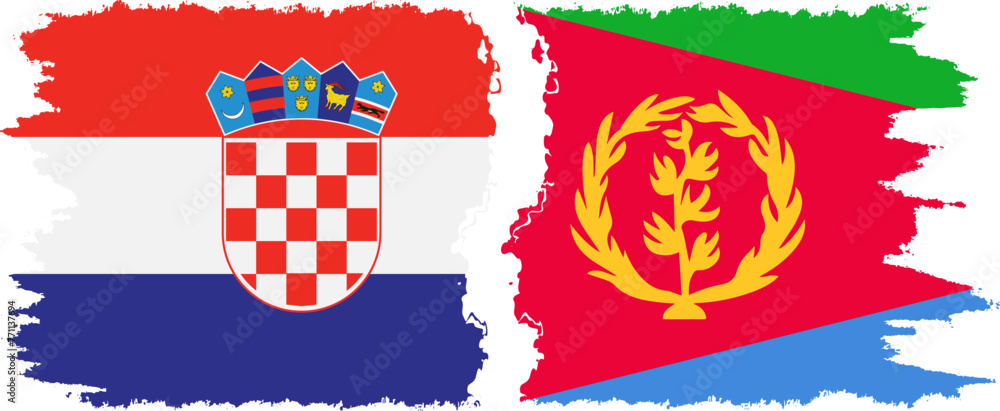 Naklejka premium Eritrea and Croatia grunge flags connection vector