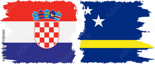 Curacao and Croatia grunge flags connection vector