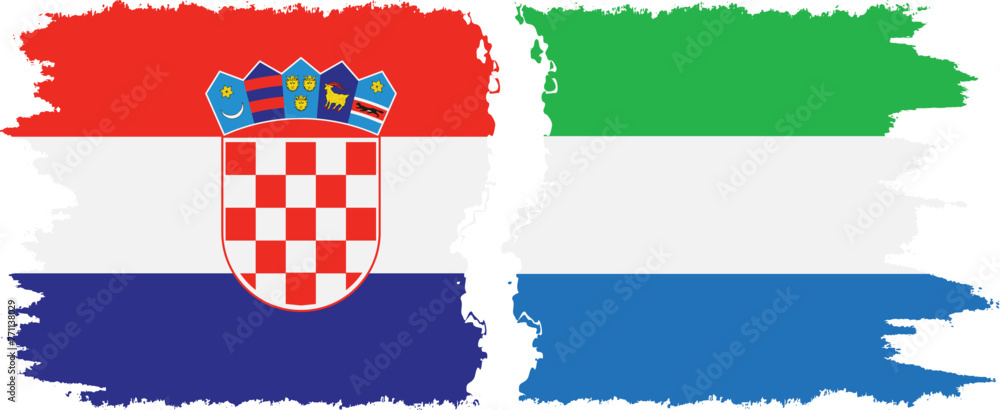 Naklejka premium Sierra Leone and Croatia grunge flags connection vector