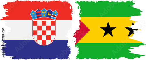 Sao Tome and Principe and Croatia grunge flags connection vector