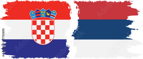 Serbia and Croatia grunge flags connection vector photo