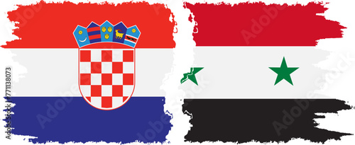 Syria and Croatia grunge flags connection vector