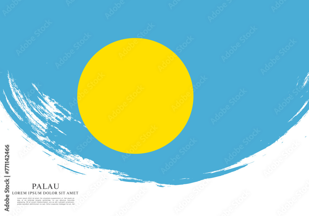Flag of Palau, brush stroke background
