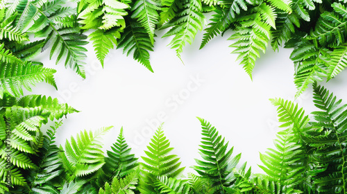 Fern botanical background, view from above, flat lay