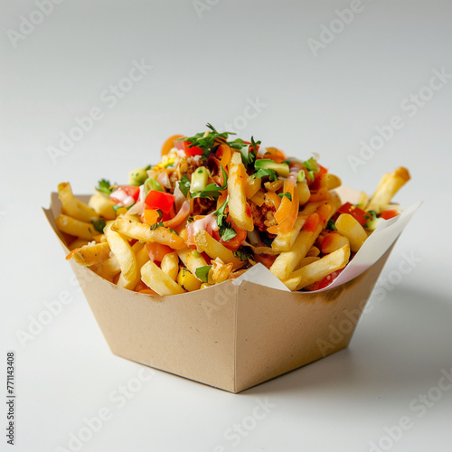 Experience the vibrant flavors of Indian street-style French fries with a unique twist, enhanced with aromatic spices to tantalize your taste buds. These crispy and flavorful fries offer a delightful 