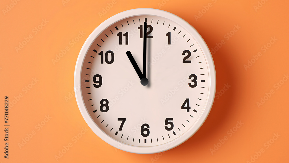 Analog wall clock spinning animation through the hours, time passing, time lapse, orange background Analog wall clock spinning animation through the hours, time passing, time lapse, orange background