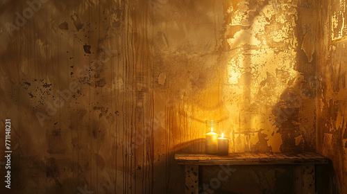 Warm honey gold, glowing softly against the wall, casting a cozy, inviting glow throughout the room.