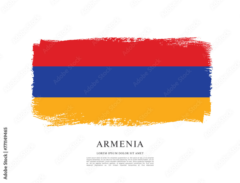 Obraz premium Flag of Armenia, brush stroke background
