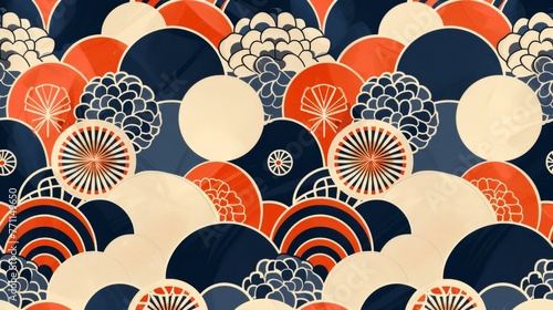Japanese geometric pattern, inspired by traditional kimono prints