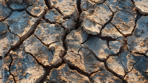 A closeup image of a parched sunbaked ground lined with deep cracks and devoid of any signs of greenery.