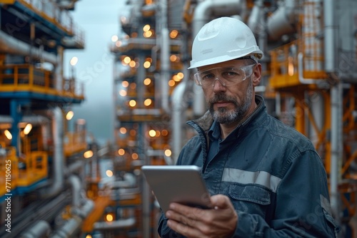 industrial worker holding tablet