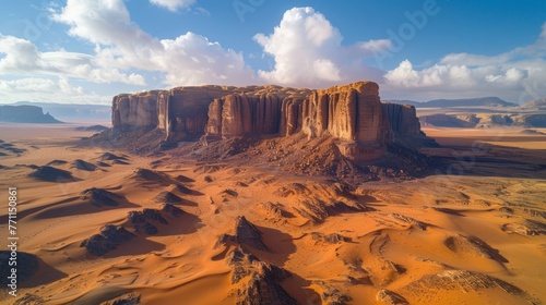 Desert landscape with towering sand dunes photo