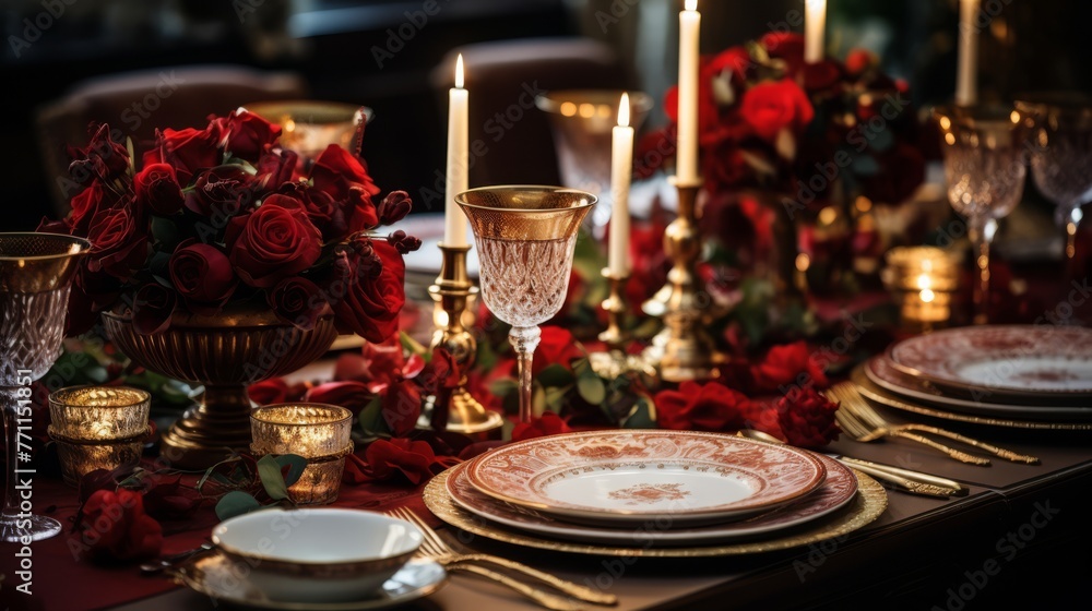 Elegant dinner table setting for a festive celebration