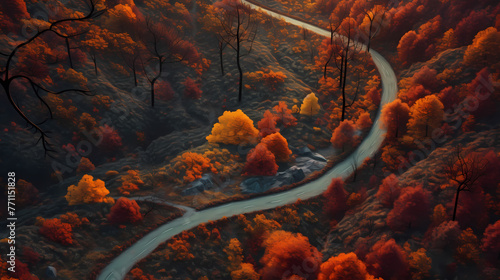 Autumn road, the breath of autumn photo