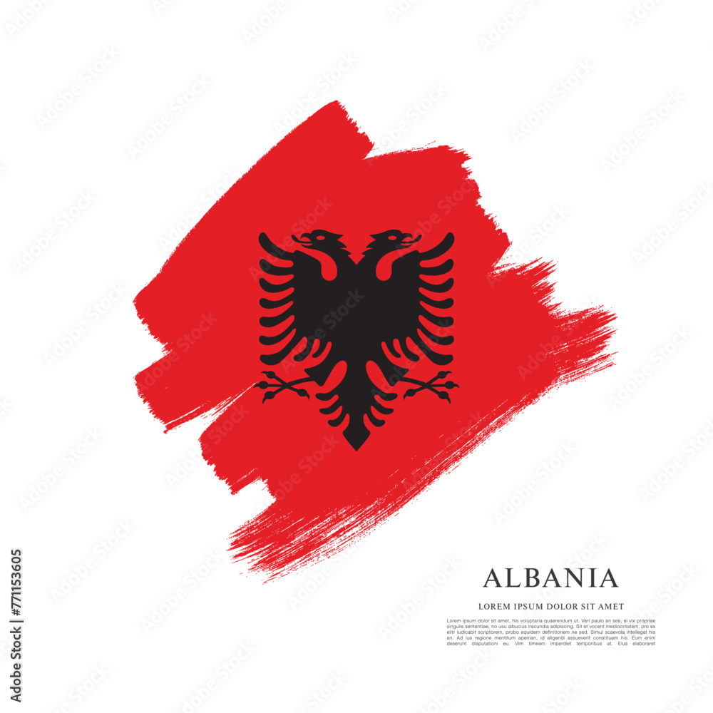 Flag of Albania, brush stroke background Flag of Albania, brush stroke background