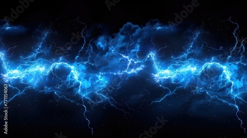  blue fantasy lightning on black background