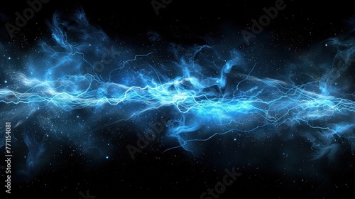  blue fantasy lightning on black background