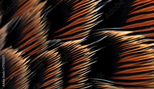 The intricate design of Xenops bird feathers in a macro photograph, accentuating the exquisite pattern and unique markings. photo