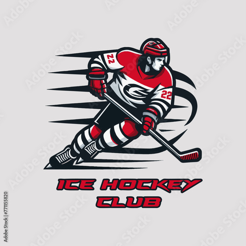 Ice Hockey Player in Red and White Jersey 