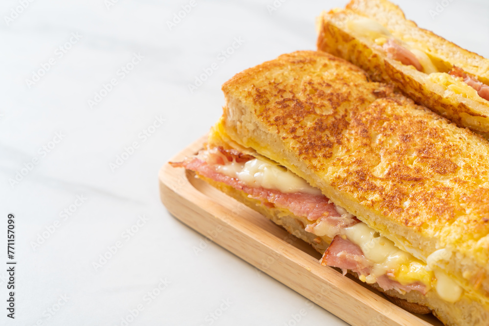 French toast ham bacon cheese sandwich