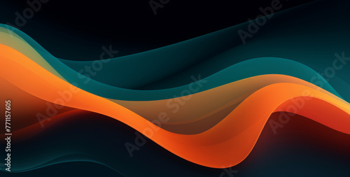 Vibrant orange teal white psychedelic grainy gradient color flow wave on black background.