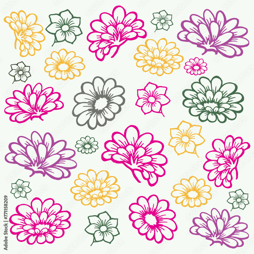 Flowers hand drawing illustration background pattern vector