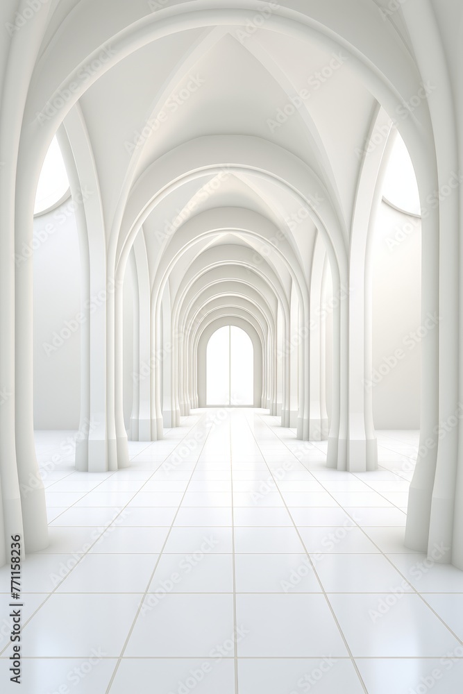 Abstract architecture background arched interior d render AI generated illustration
