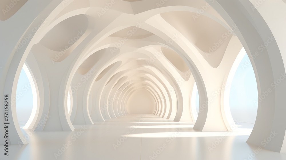 Abstract architecture background arched interior d render AI generated illustration Abstract architecture background arched interior d render AI generated illustration