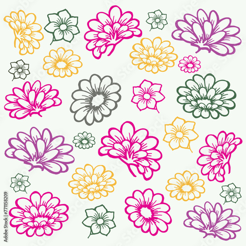 Flowers hand drawing illustration background pattern vector