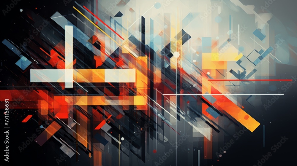 Abstract Digital Art with Geometric Elements  AI generated illustration
