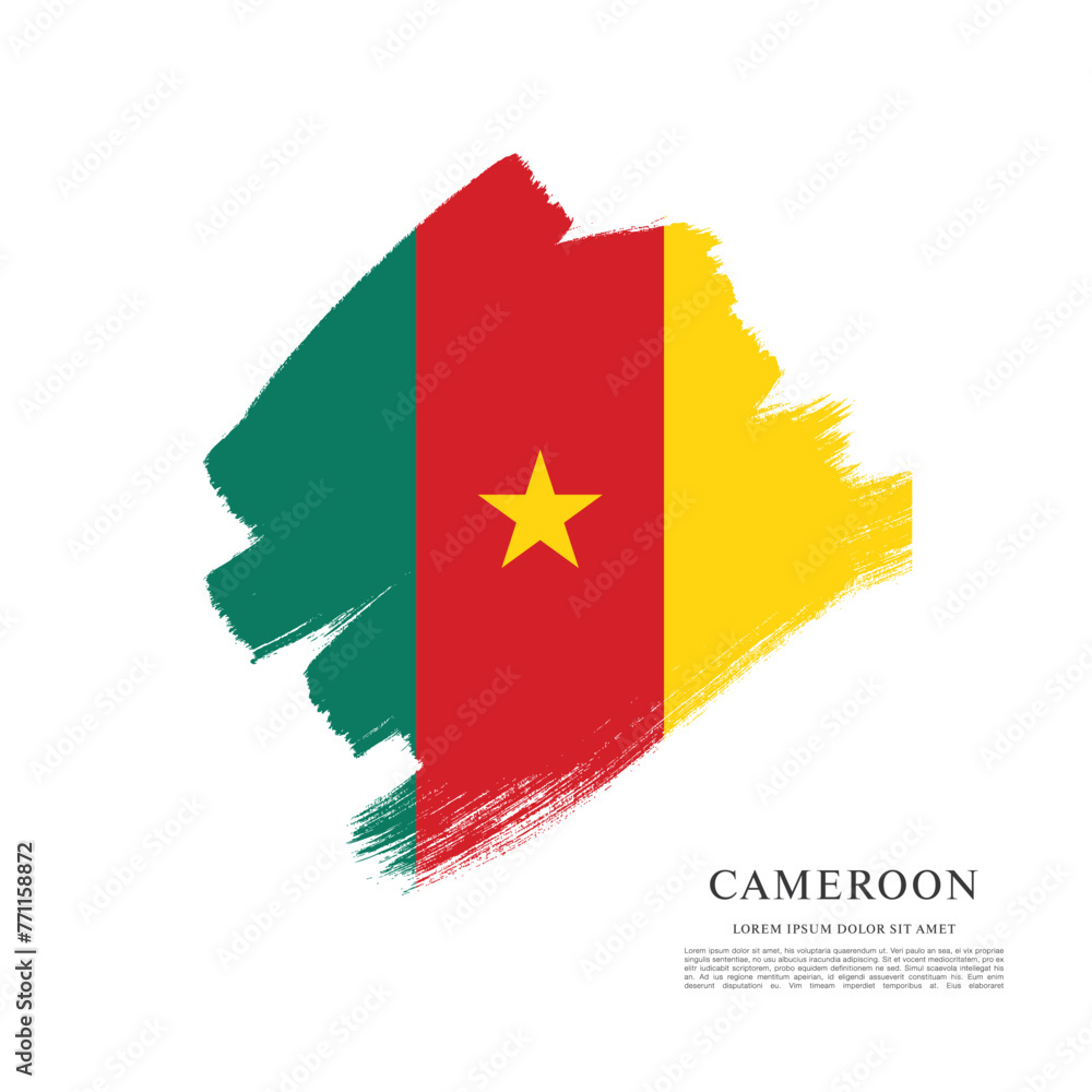 Flag of Cameroon, brush stroke background