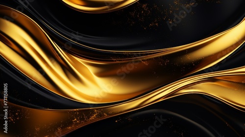 Abstract liquid gold texture on a black background creating a visually striking and luxurious composition AI generated illustration