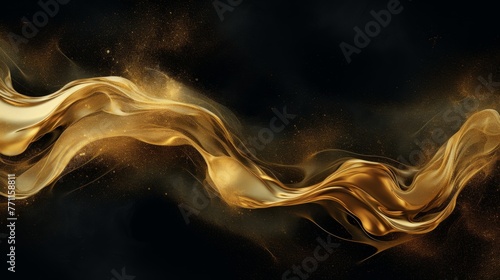 Abstract liquid gold texture on a black background creating a visually striking and luxurious composition  AI generated illustration