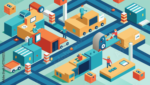 An overhead view of a factory floor with multiple production lines in motion depicting the efficiency and adaptability of reshoring in meeting