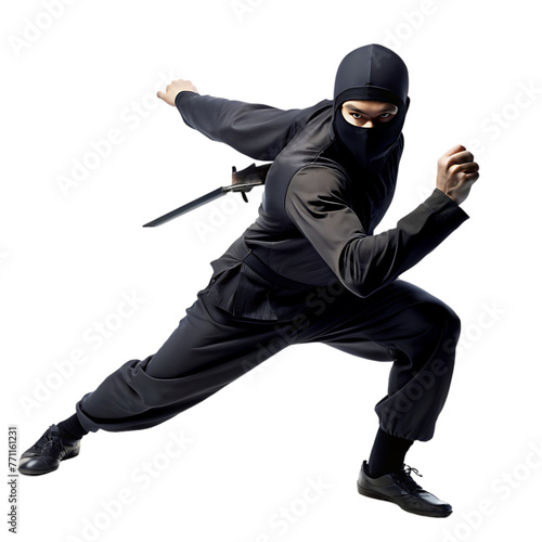 robber with a briefcase running isolated