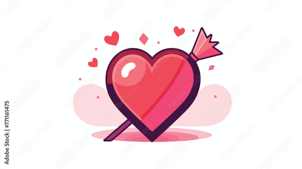 Heart with arrow icon flat cartoon vactor illustrat