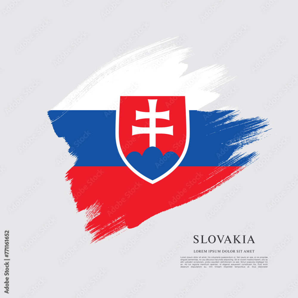 Fototapeta premium Flag of Slovakia, brush stroke background