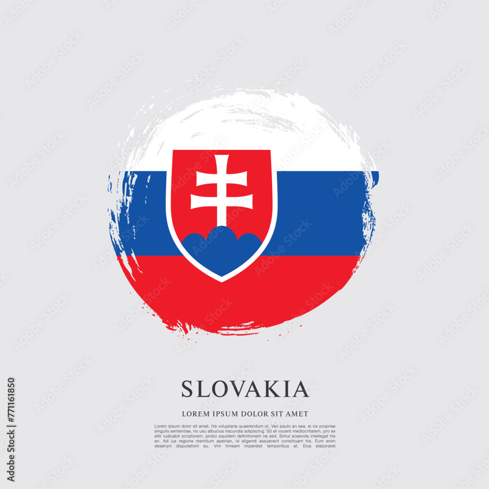 Obraz premium Flag of Slovakia, brush stroke background