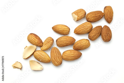 almonds on white background