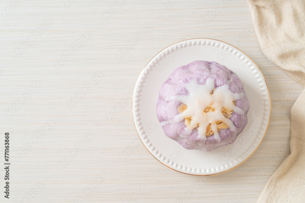 taro bun with white sugar cream and nut taro bun with white sugar cream and nut
