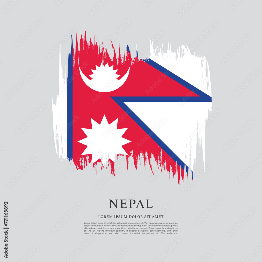 Obraz premium Flag of Nepal, brush stroke background