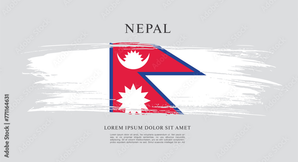 Obraz premium Flag of Nepal, brush stroke background