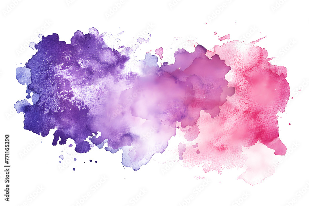 Pink and purple watercolor blending splotch on white background.