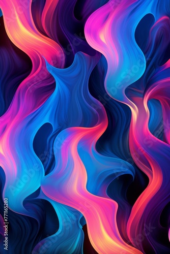 Abstract pattern of swirling neon lights  AI generated illustration © Olive Studio
