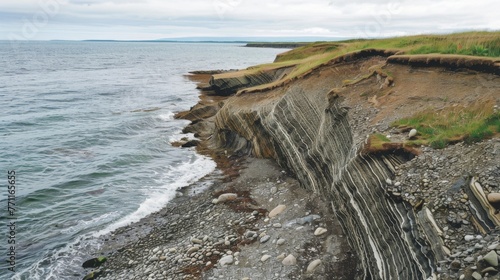 A desolate coastline where once there was a vibrant ecosystem now only rocky cliffs remain worn down by the relentless pounding of acidic rainwater.