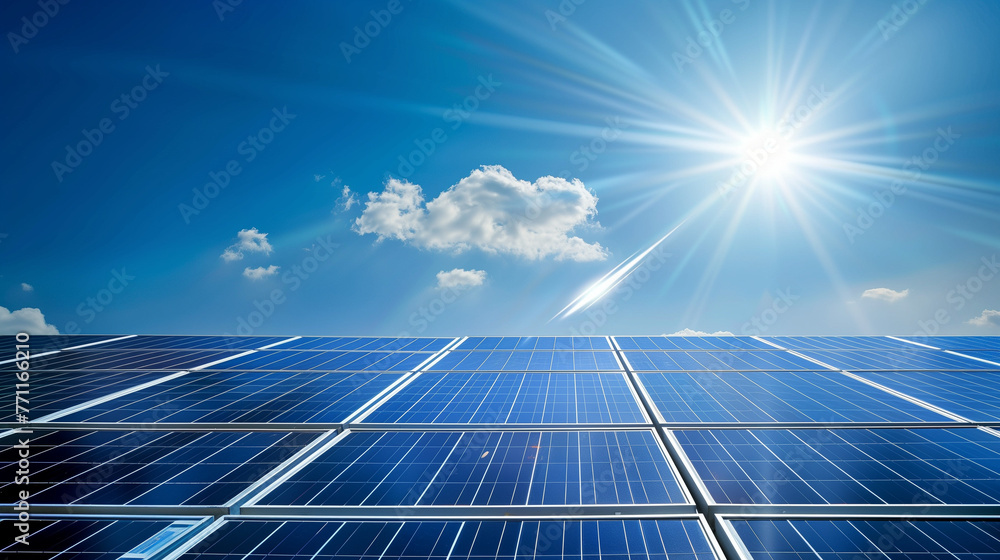 A solar panel gleams in the sunlight as it converts solar energy into electricity