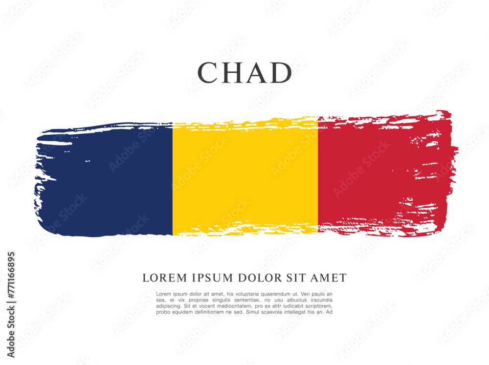 Obraz premium Flag of Chad, brush stroke background