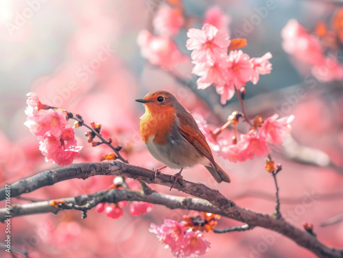 Robin in Blissful Spring Bloom