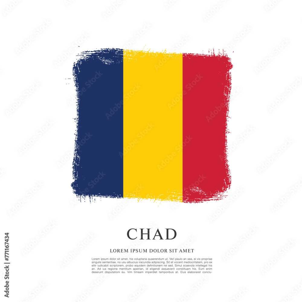 Fototapeta premium Flag of Chad, brush stroke background